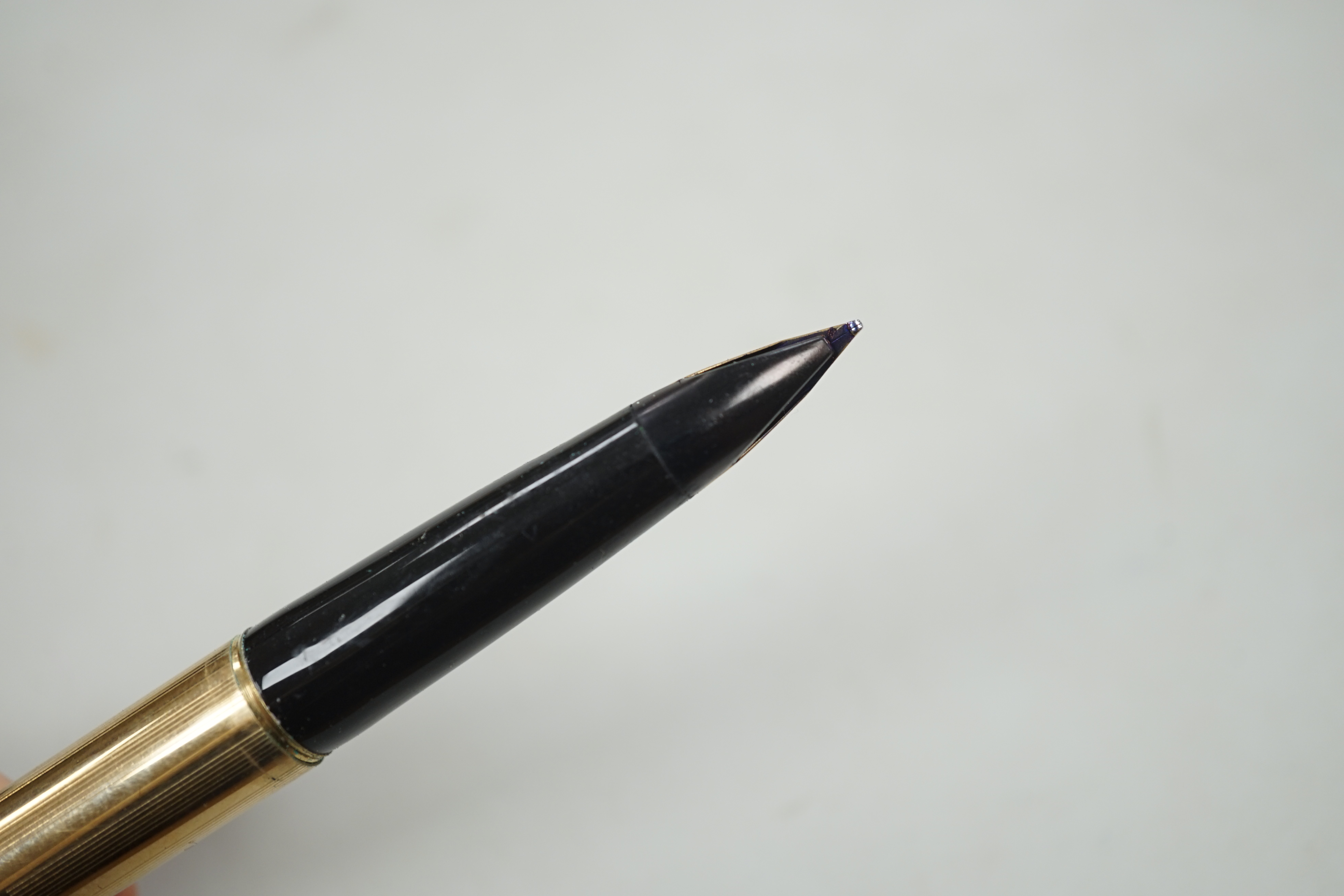 A cased gold plated Parker fountain pen